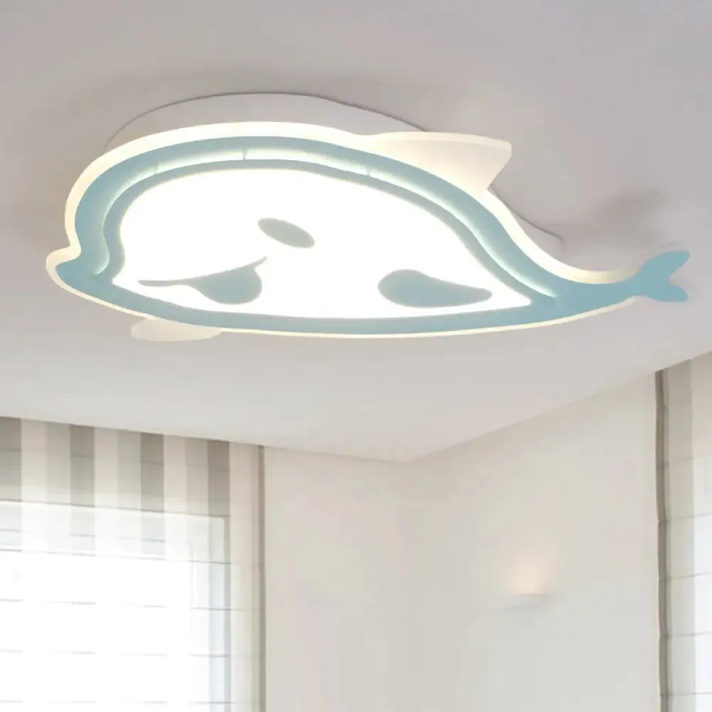 Naughty Dolphin" Acrylic LED Flush Mount Light - Perfect for Girls' Bedroom