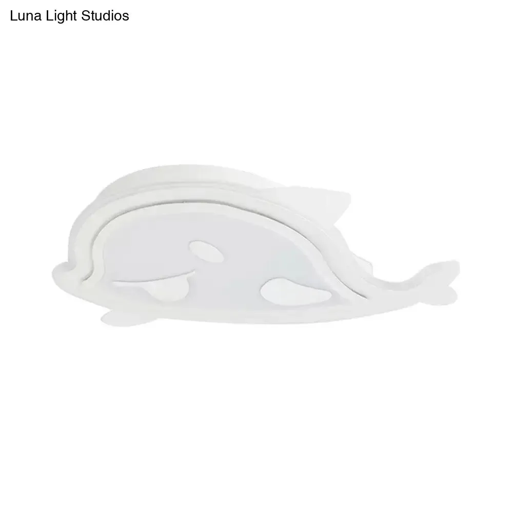 Naughty Dolphin" Acrylic LED Flush Mount Light - Perfect for Girls' Bedroom