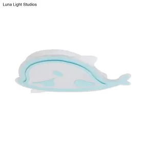 Naughty Dolphin" Acrylic LED Flush Mount Light - Perfect for Girls' Bedroom