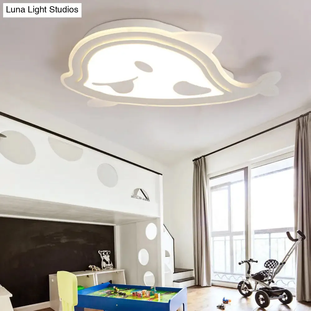 Naughty Dolphin" Acrylic LED Flush Mount Light - Perfect for Girls' Bedroom