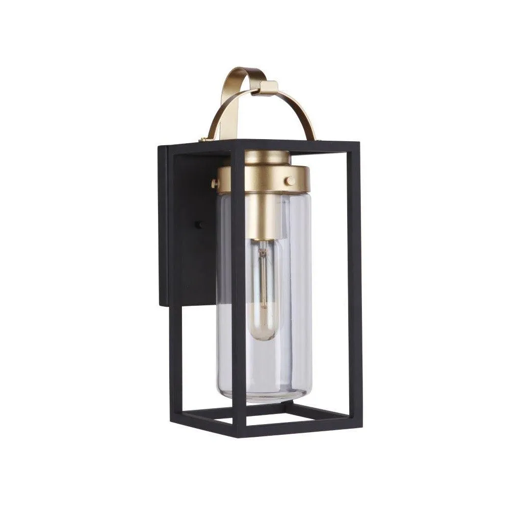 Neo 1 Light Small Outdoor Wall Lantern in Midnight/Satin Brass