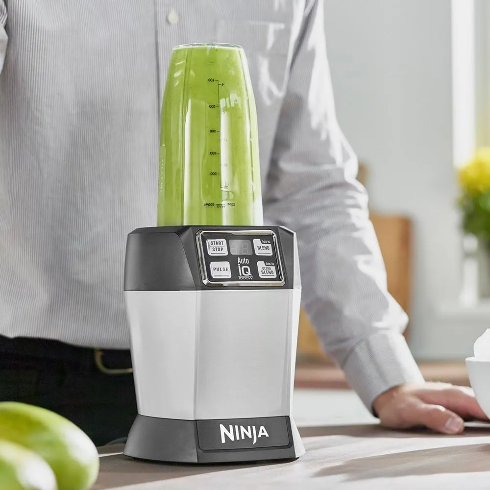 Ninja Blender [BL480UK] Single Serve, Auto-iQ, 1000W - Black and Silver