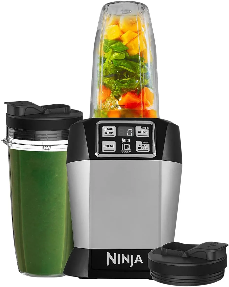 Ninja Blender [BL480UK] Single Serve, Auto-iQ, 1000W - Black and Silver