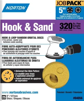 Norton 04056 Sanding Disc, 5 in Dia, Coated, P320 Grit, Extra Fine, Aluminum Oxide Abrasive, Universal Vacuum :PK 25: QUANTITY: 1