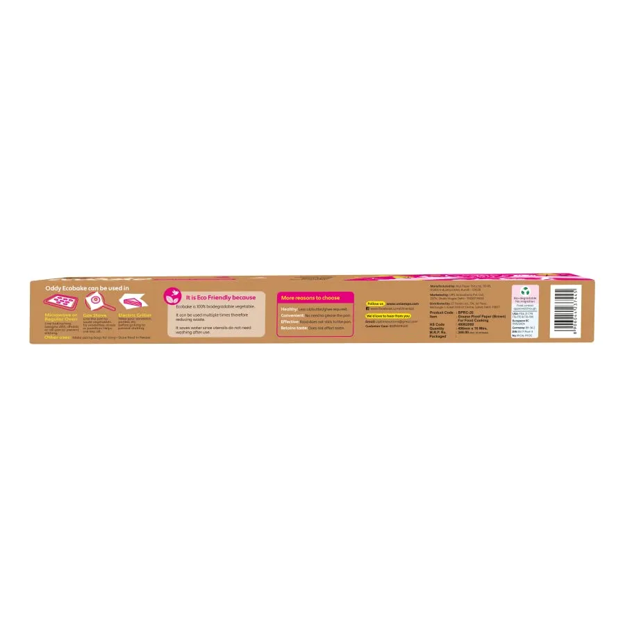 Oddy Ecobake Brown Cooking & Baking Paper 16'' X 16 Mtrs (Unbleached & Chlorine Free)