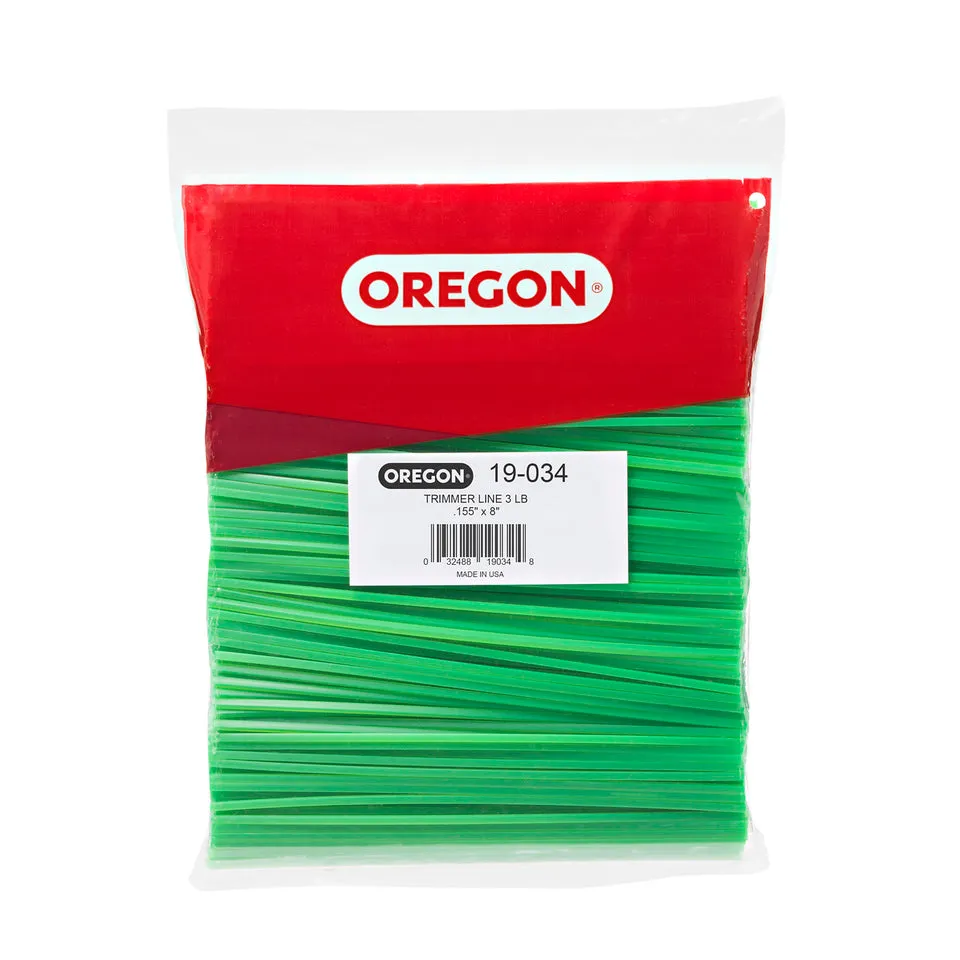 Oregon Trimmer Line - 19-034 - Green Gatorline - Square - .155" Gauge, Pre-Cut, 3 lb. Bag, 8" per Piece