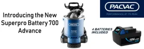 PACVAC Superpro Battery 700 Advanced Backpack Vacuum Cleaner See New Pacvac Go!