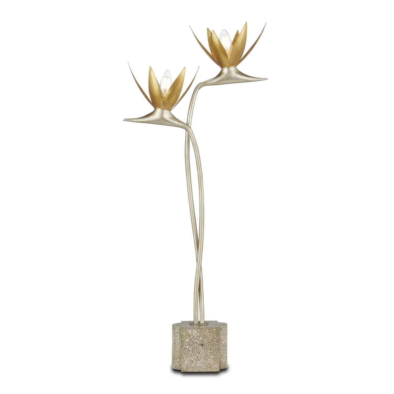 Paradiso 2-Light Table Lamp in Contemporary Silver Leaf