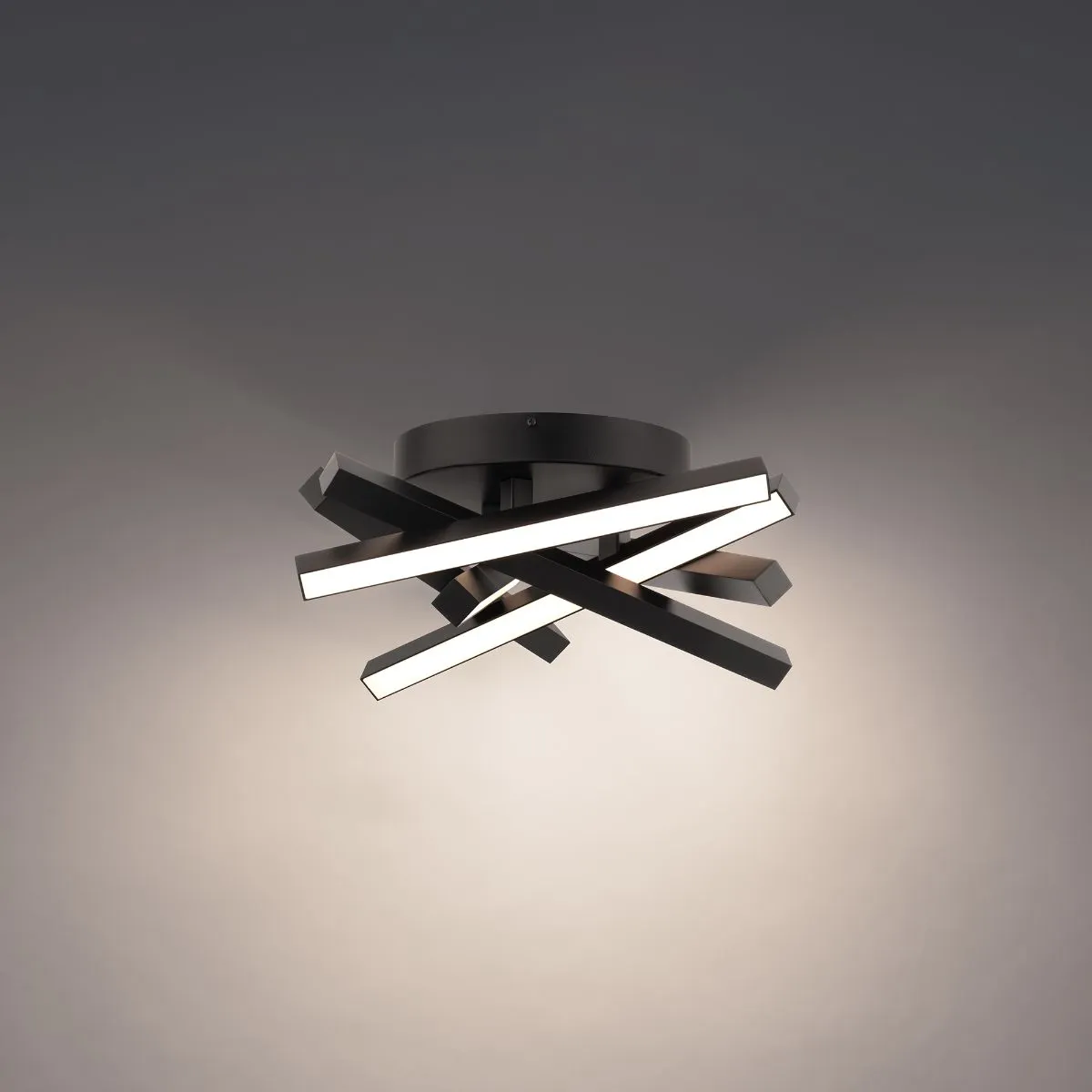 Parallax 15 in. LED Ceiling Flush Mount Light 3000K Black Finish