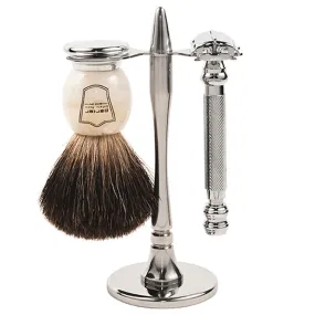 Parker 99R Heavyweight Butterfly Razor & Deluxe Black Badger 3-Piece Shave Set