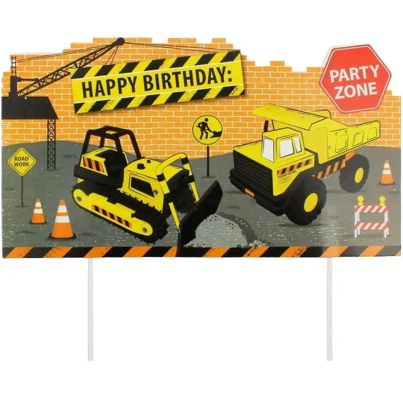 Party Zone Construction Scene Cake Topper