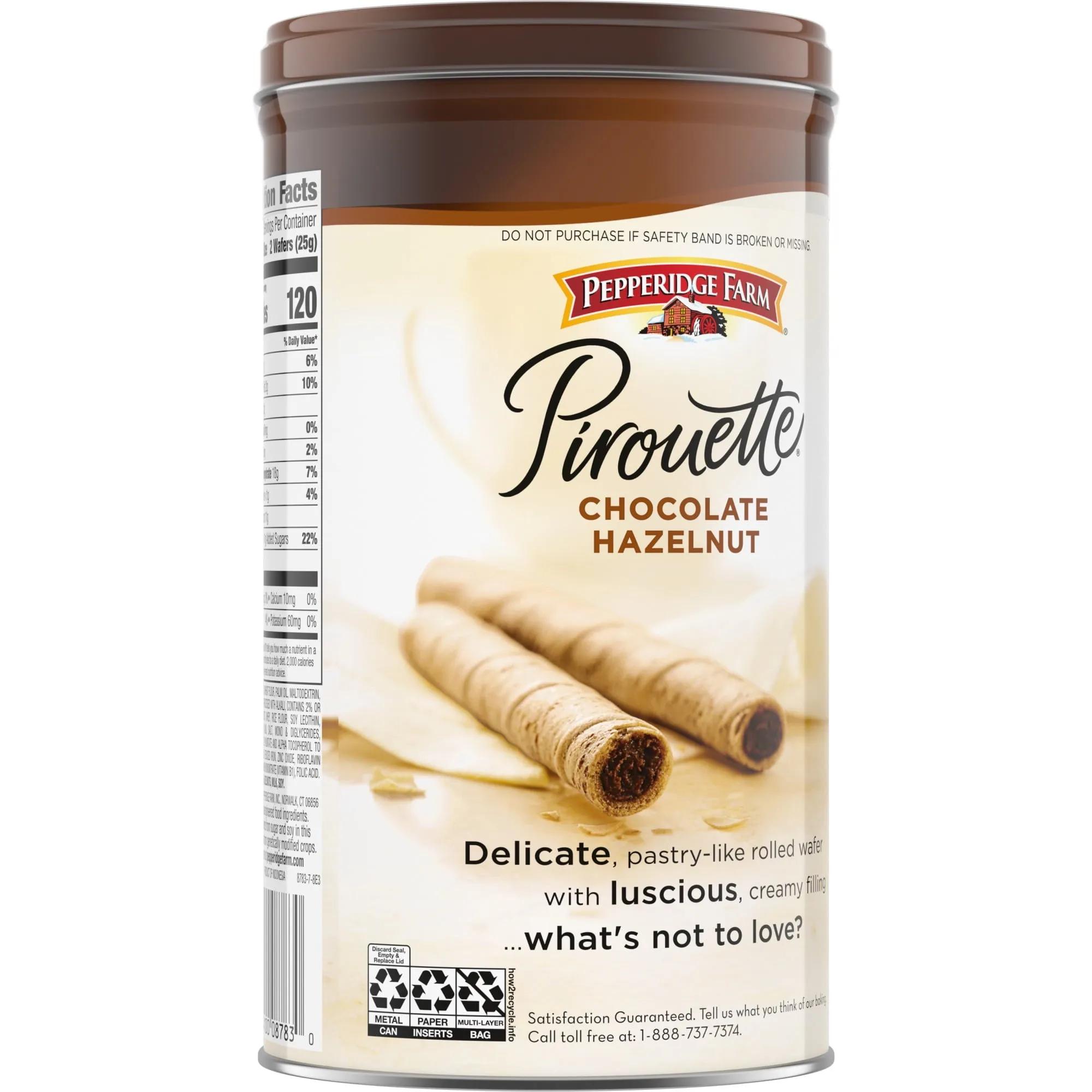 Pepperidge Farm Pirouette Cookies, Chocolate Hazelnut Créme Filled Wafers, 13.5 oz Tin