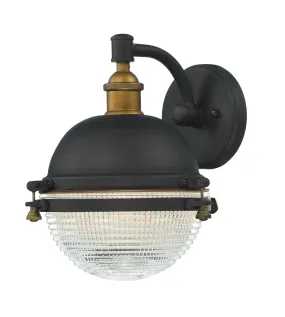 Portside 1-Light Outdoor Wall Sconce in Oil Rubbed Bronze / Antique Brass