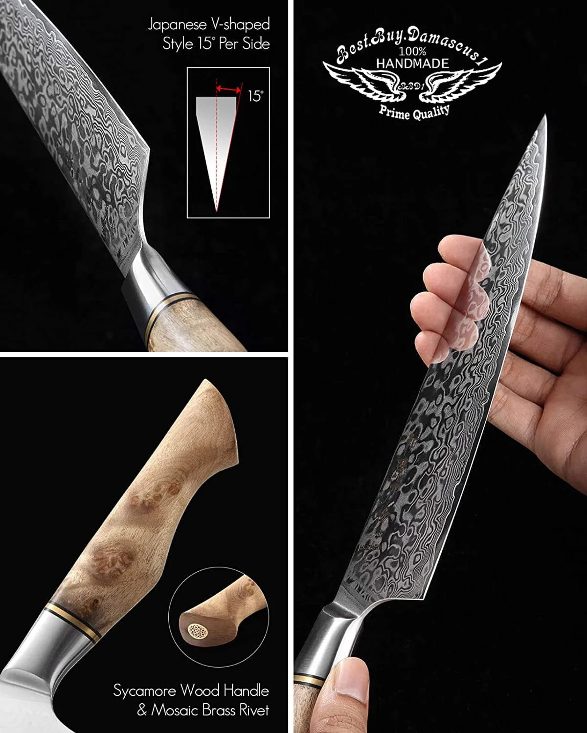 Professional Forging Damascus High Carbon Steel 7PCS Kitchen Knives Set