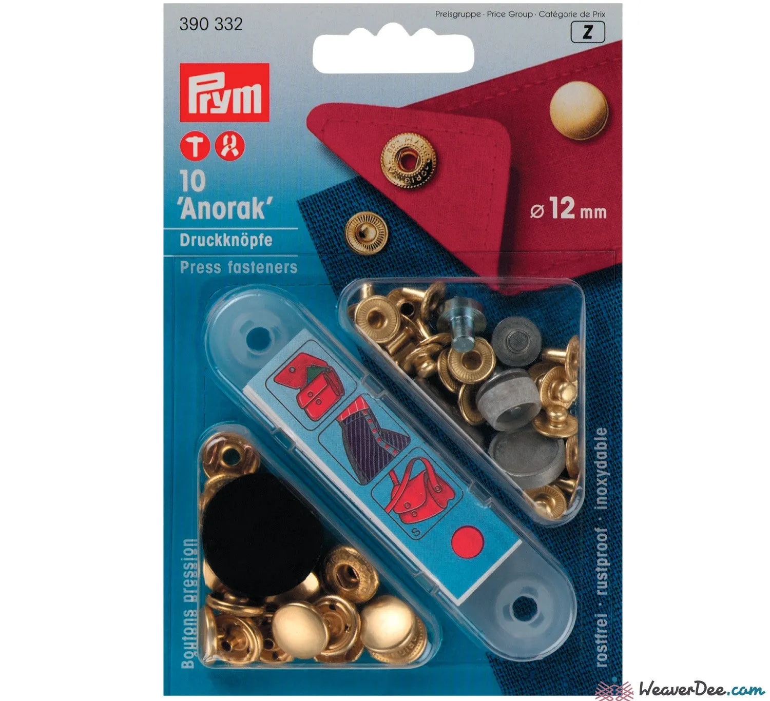 PRYM Press Studs (No-Sew) - Gold 12mm: Pack of 10