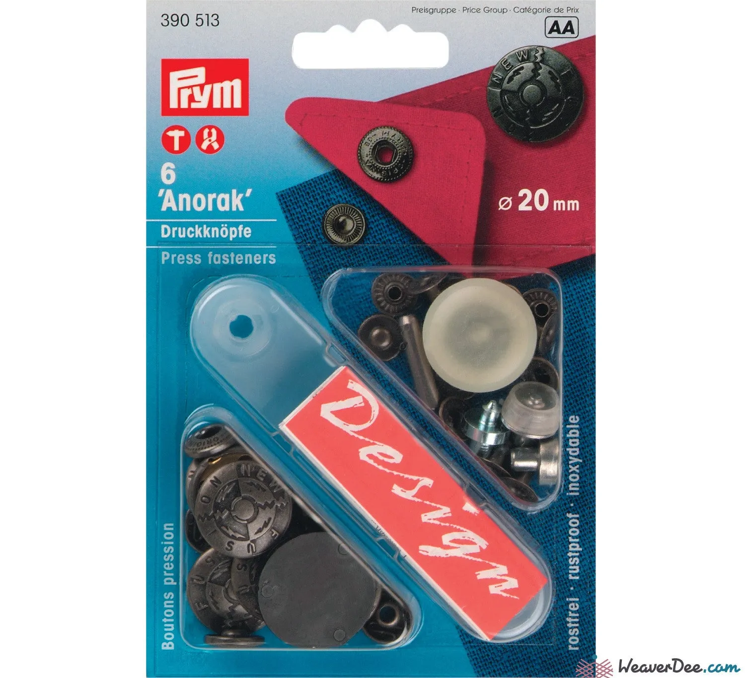 PRYM Press Studs (No-Sew) - Silver, 'New fusion' 20mm: Pack of 6