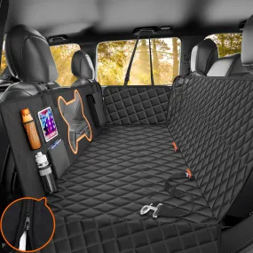 QINGTI Dog Seat Cover for Car Back Seat, SUVs - Zipper Design Seat Protector for Dogs w/Mesh Window & Waterproof – Pet Car Backseat Cover Hammock - Resistant & Scratch-Proof for Small Trucks