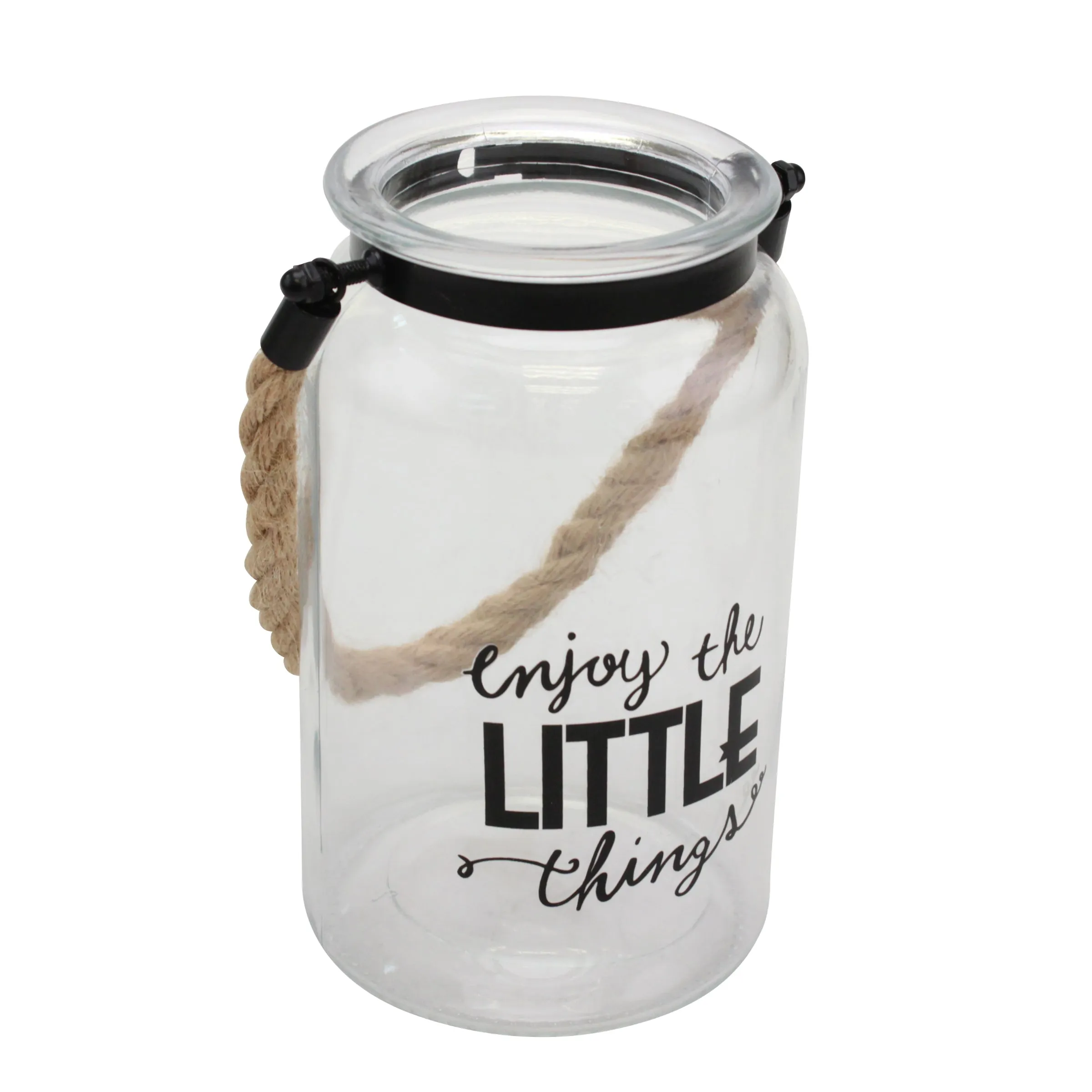 "Enjoy The Little Things" Decorative Glass Candle Lantern (WS)