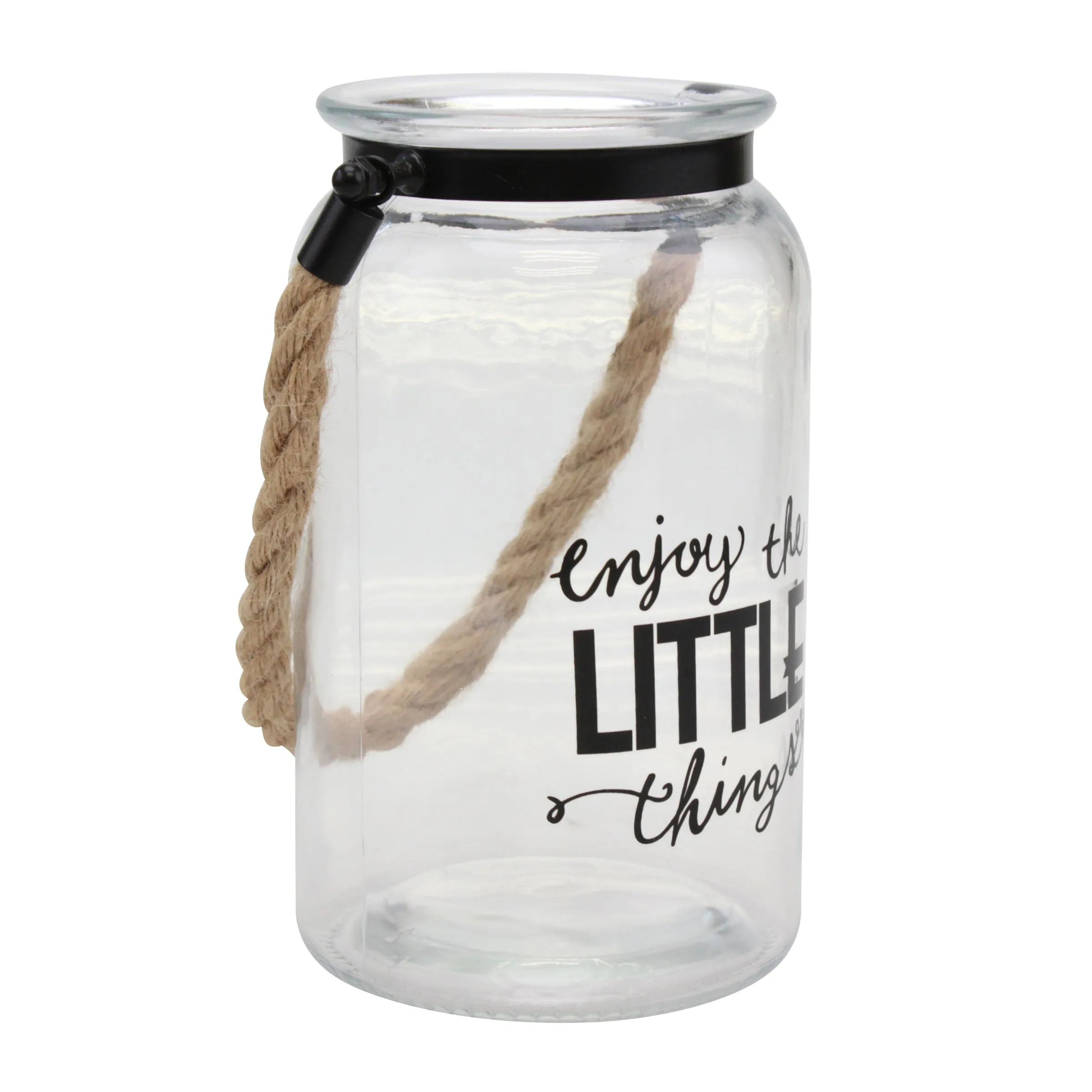 "Enjoy The Little Things" Decorative Glass Candle Lantern (WS)