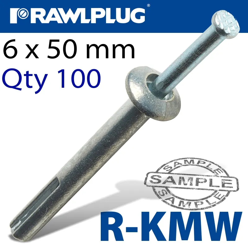 RAWLPLUG KMW METAL NAIL-INFIXING 6X50MM X100 PER BOX RAW R-KMW-06050