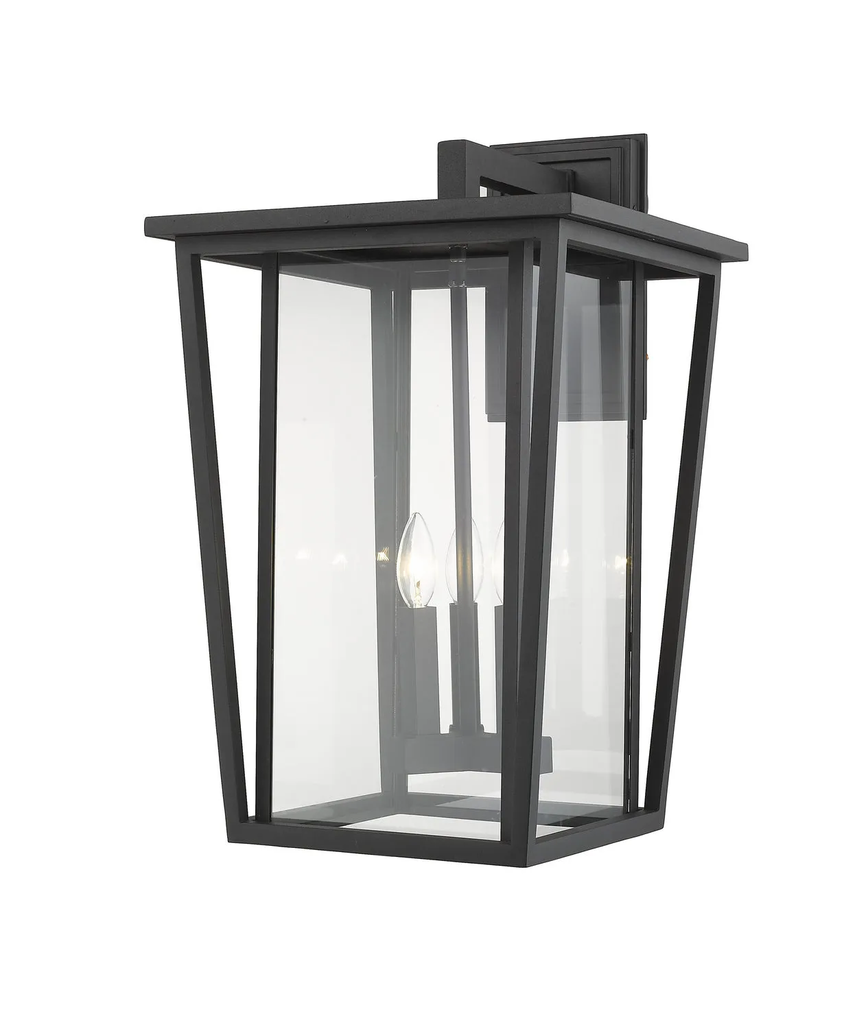 Seoul 3-Light Outdoor Wall Sconce in Black with Clear Glass