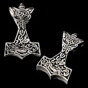 Silver Wolf Thors Hammer Pendant