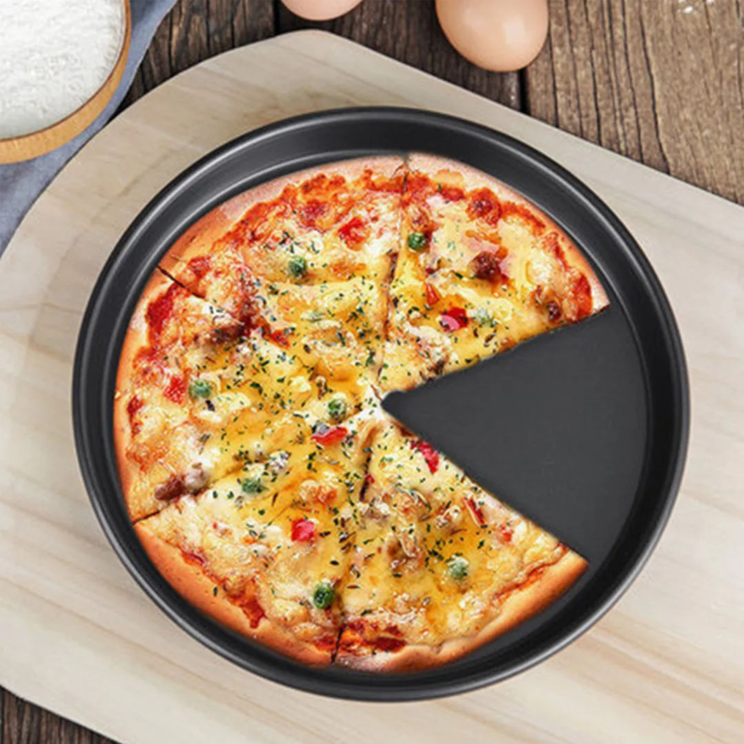 SOGA 8-inch Round Black Steel Non-stick Pizza Tray Oven Baking Plate Pan