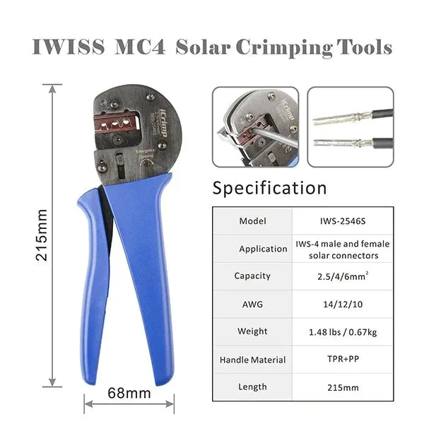 Solar Crimping Tool Kit for Solar Panel Installation with Solar Crimper, Wire Cutter, Wire Stripper and Solar Spanners