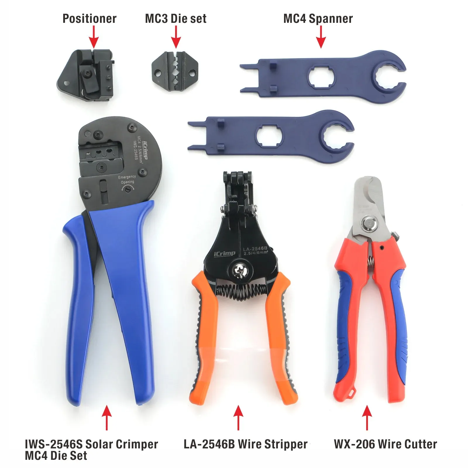 Solar Crimping Tool Kit for Solar Panel Installation with Solar Crimper, Wire Cutter, Wire Stripper and Solar Spanners