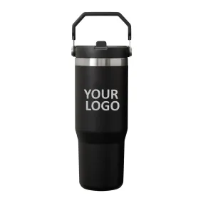 Stanley IceFlow Flip Straw 30oz Custom Tumblers, Black