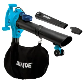 Sun Joe SBJ605E-BLU 3-in-1 Electric Blower | 250 MPH | 14 Amp | Vacuum | Mulcher (Light Blue)