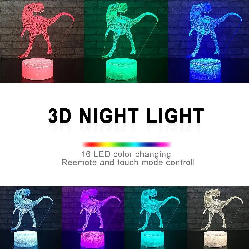 Taohua LED 3D Illuminated Lamp Optical Illusion Desk Night Light with Remote Control