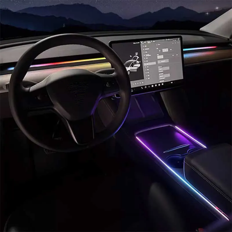 TAPTES® Center Console & Dashboard Streamer Ambient Light for Model Y Model 3 2017-2025