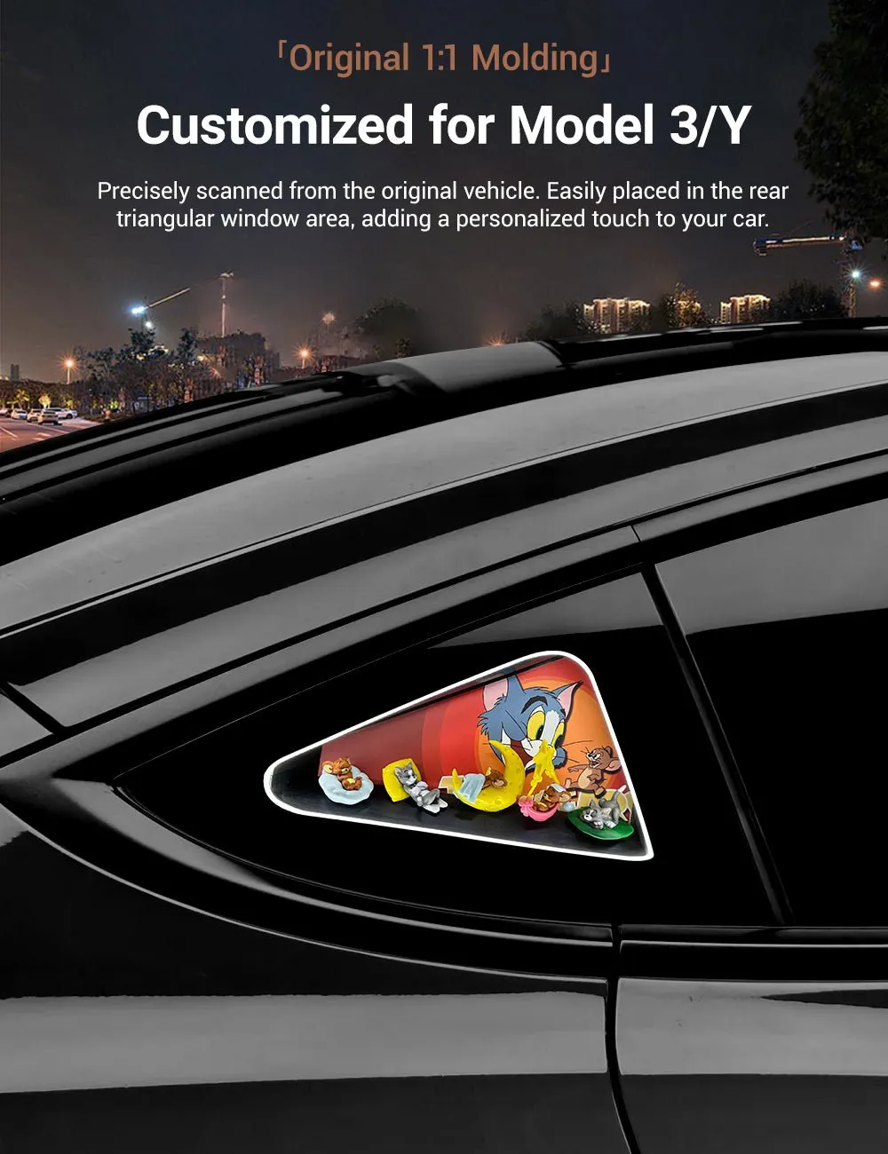 Triangle Window Ambient Light For Tesla Model 3/Y【Tom and Jerry】