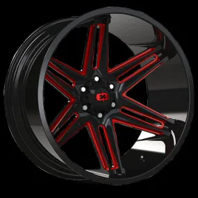 Vision Off-Road 363 Razor 20X10 6X135 -25mm Gloss Black Milled Spoke with Red