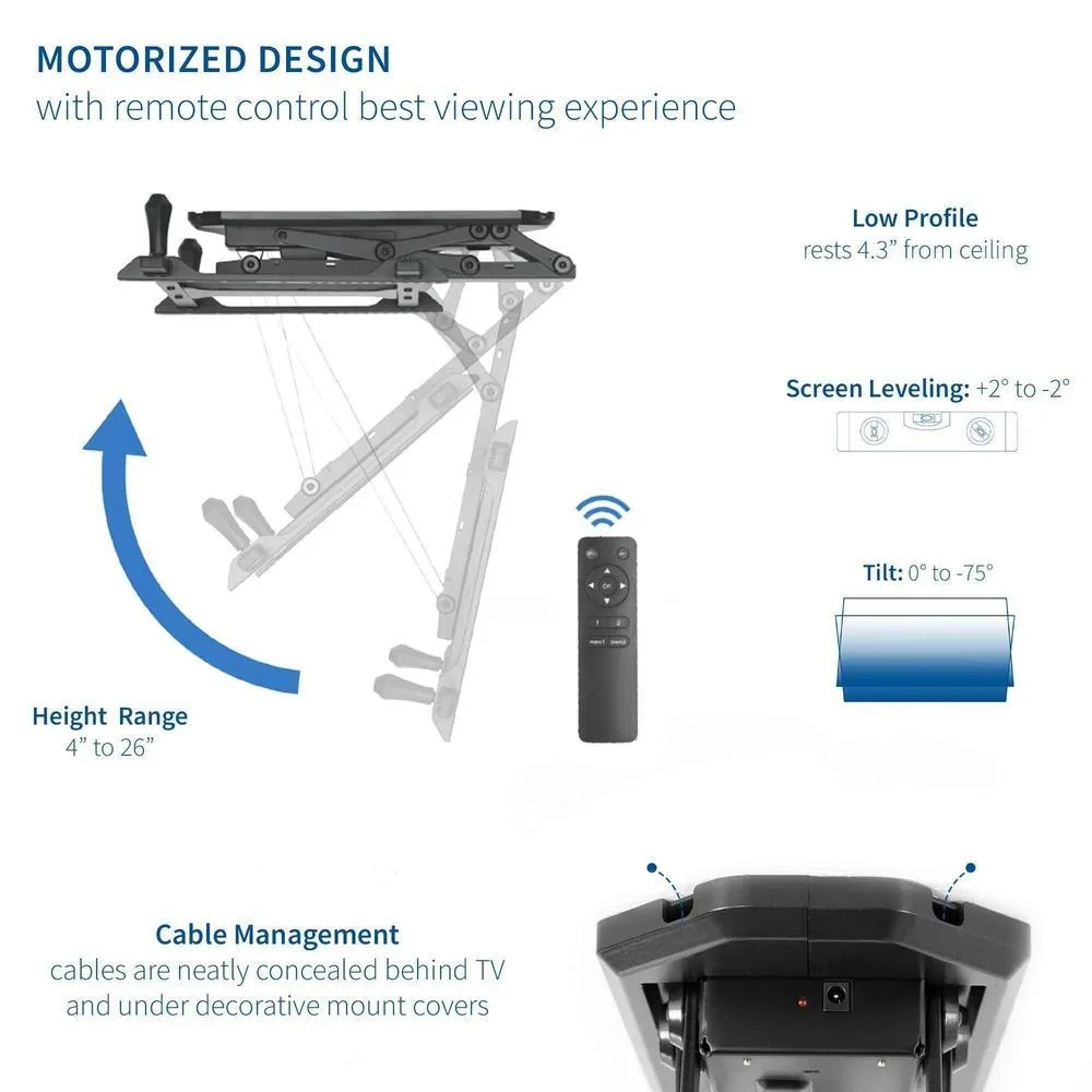 VIVO Electric Flip-Down 32”-70”TV Pitched Ceiling Mount w/ Remote Control Black or White MOUNT-E-FD70