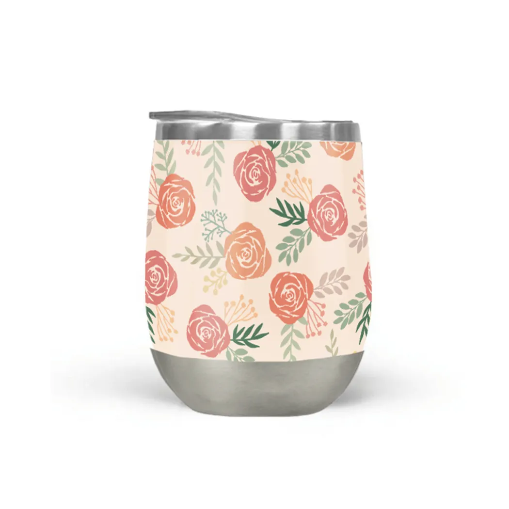 Warm Floral Wine Tumbler