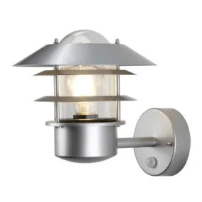 Wealdstone Satin Silver Outdoor Wall Light with PIR - ID 8321