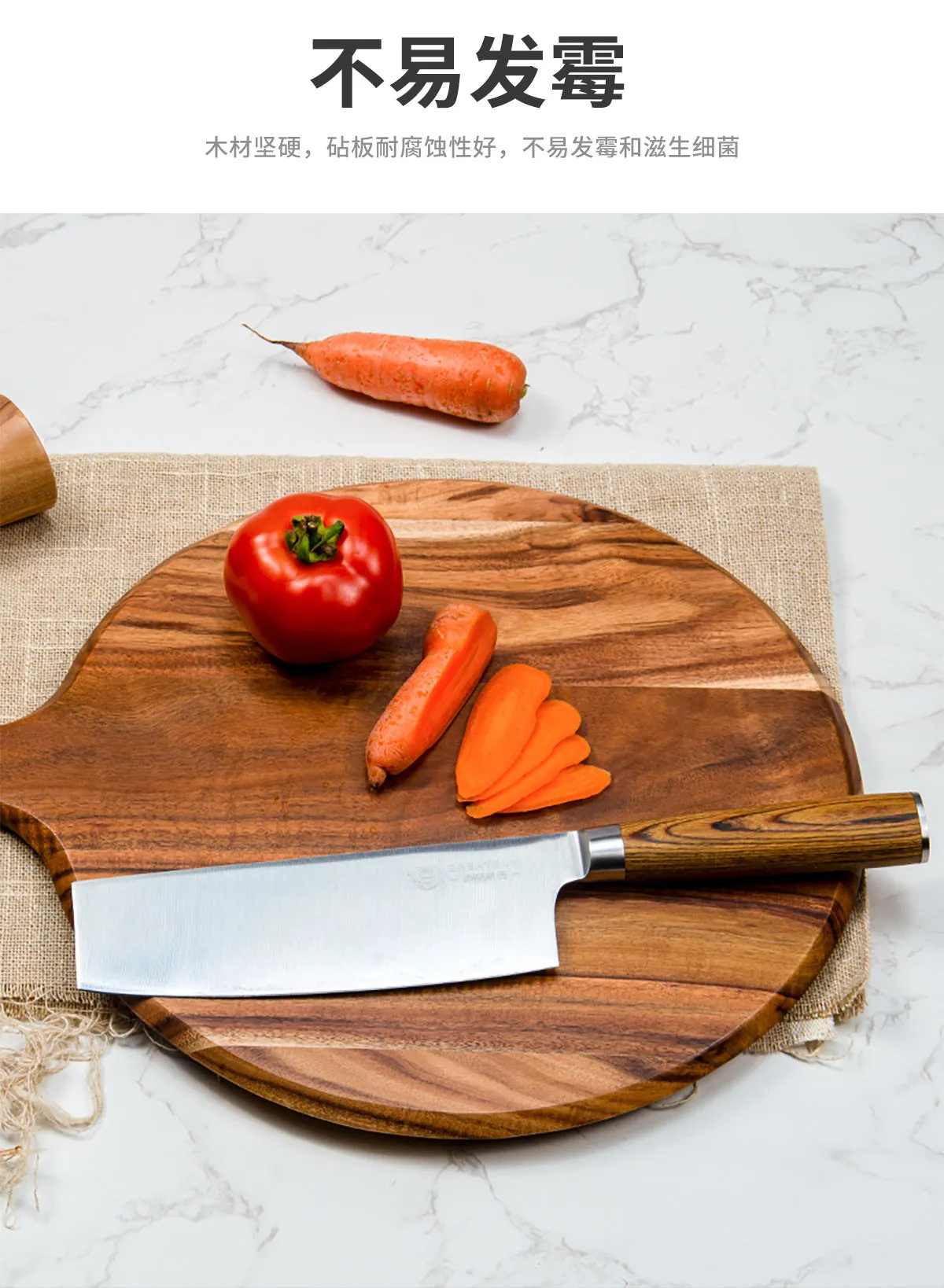 Wooden cutting Pizza Peels steak tray board circular thickened baking with handle Pizza Oven Accessories LS-CB-008