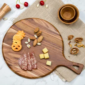 Wooden cutting Pizza Peels steak tray board circular thickened baking with handle Pizza Oven Accessories LS-CB-008