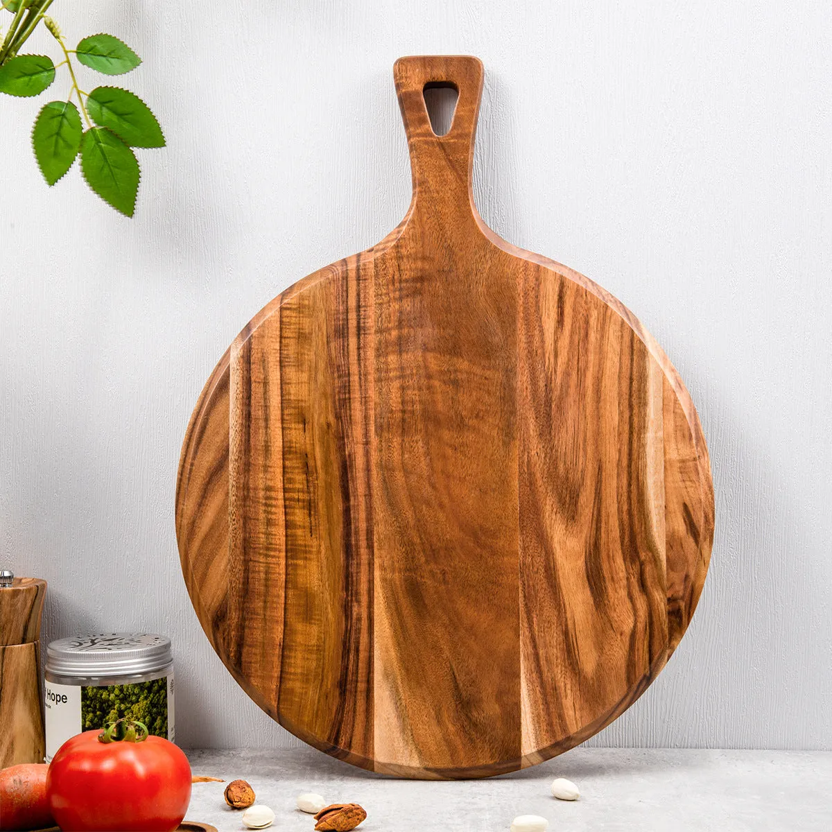 Wooden cutting Pizza Peels steak tray board circular thickened baking with handle Pizza Oven Accessories LS-CB-008