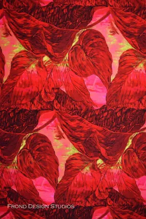 Z Flower Fabric Frond Una's Garden Leaf Red 5172